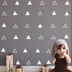 Виниловые наклейки на стену Треугольный узор Белые треугольники Дизайн интерьера - 64 шт. цена и информация | Интерьерные наклейки | pigu.lt