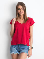 Marškinėliai moterims Basic Feel Good 2016102133810, raudoni kaina ir informacija | Marškinėliai moterims | pigu.lt
