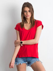Marškinėliai moterims Basic Feel Good 2016102133520, raudoni kaina ir informacija | Marškinėliai moterims | pigu.lt