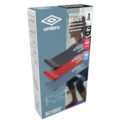 Pasipriešinimo juostos rinkinys Umbro, 3 vnt цена и информация | Фитнес-резинки, гимнастические кольца | pigu.lt