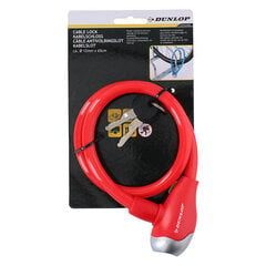 Spiralinis dviračio užraktas Dunlop, raudonas цена и информация | Замки для велосипеда | pigu.lt