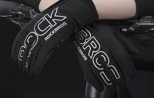 Велосипедные перчатки Rockbros S091-4BK, XL, черные цена и информация | Велосипедные перчатки | pigu.lt