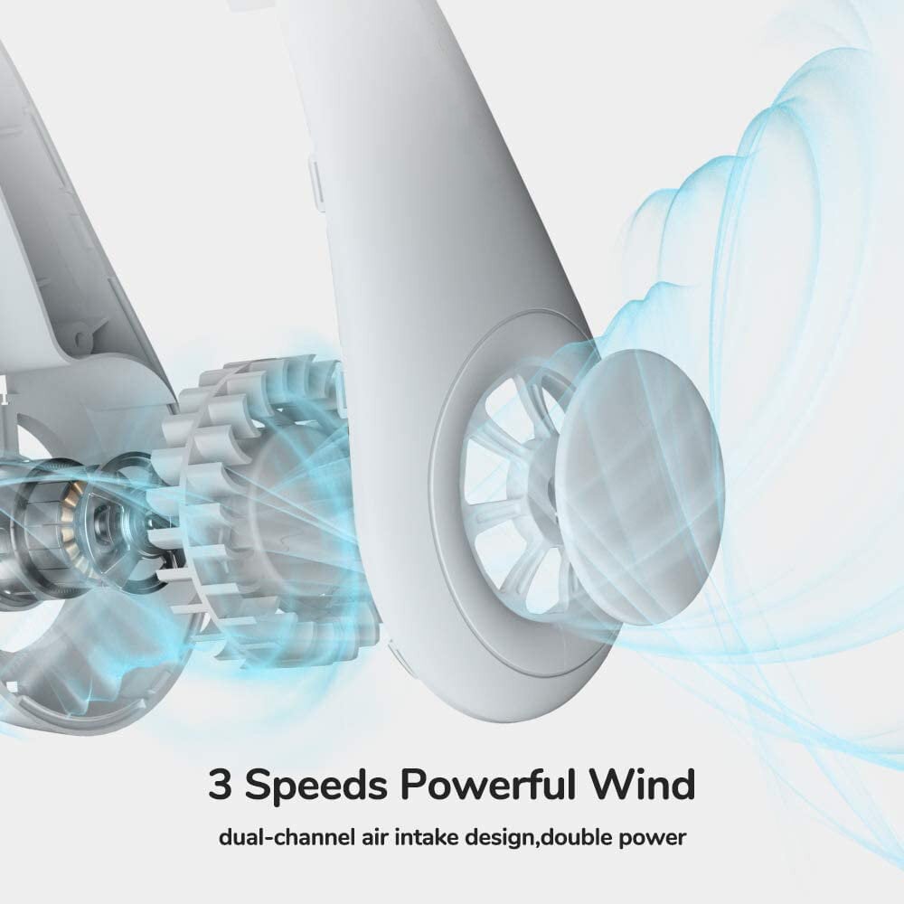 Nešiojamas kaklo ventiliatorius Kotilux, 16val veikimas, pakraunamas, baltas kaina ir informacija | Ventiliatoriai | pigu.lt