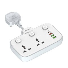 Power strip with 2 AC sockets, 3x USB, 1x USB-C LDNIO SC2413, EU|US, 2500W (white) цена и информация | Удлинители | pigu.lt