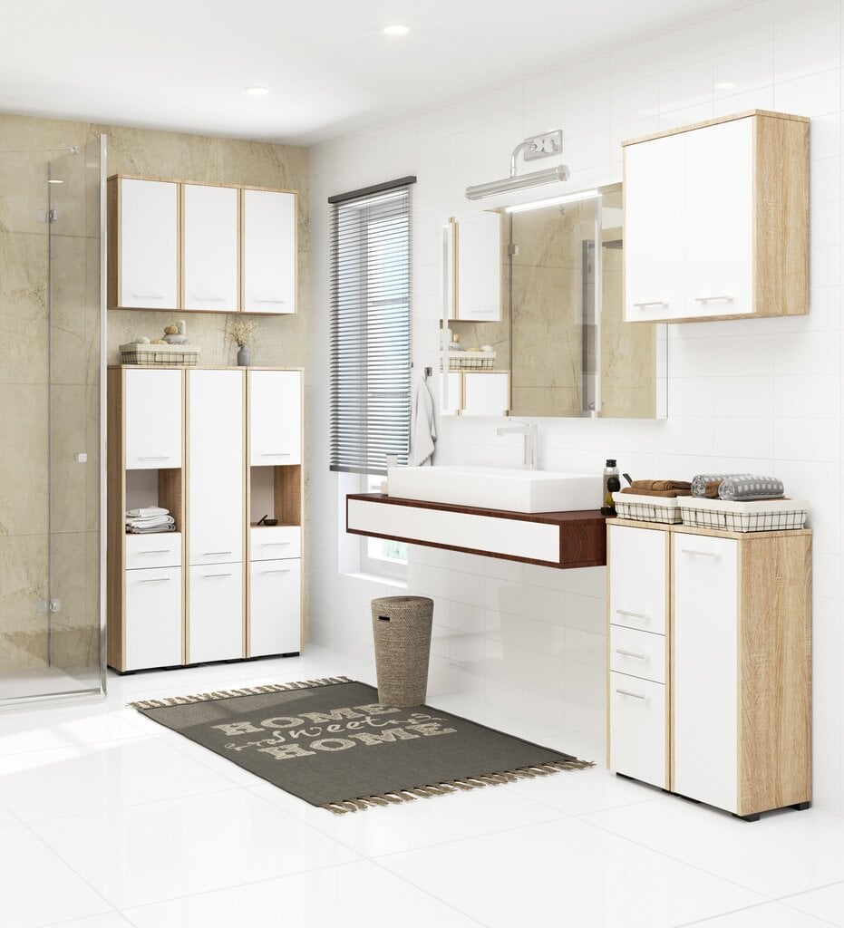 Pastatoma vonios kambario spintelė Akord S30 Wenge, ruda/balta kaina ir informacija | Vonios spintelės | pigu.lt