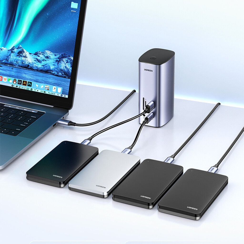 Šakotuvas Ugreen Multifunction HUB 12in1 CM555) USB C USB HDMI DP RJ45 AUX SD TF kaina ir informacija | Adapteriai, USB šakotuvai | pigu.lt