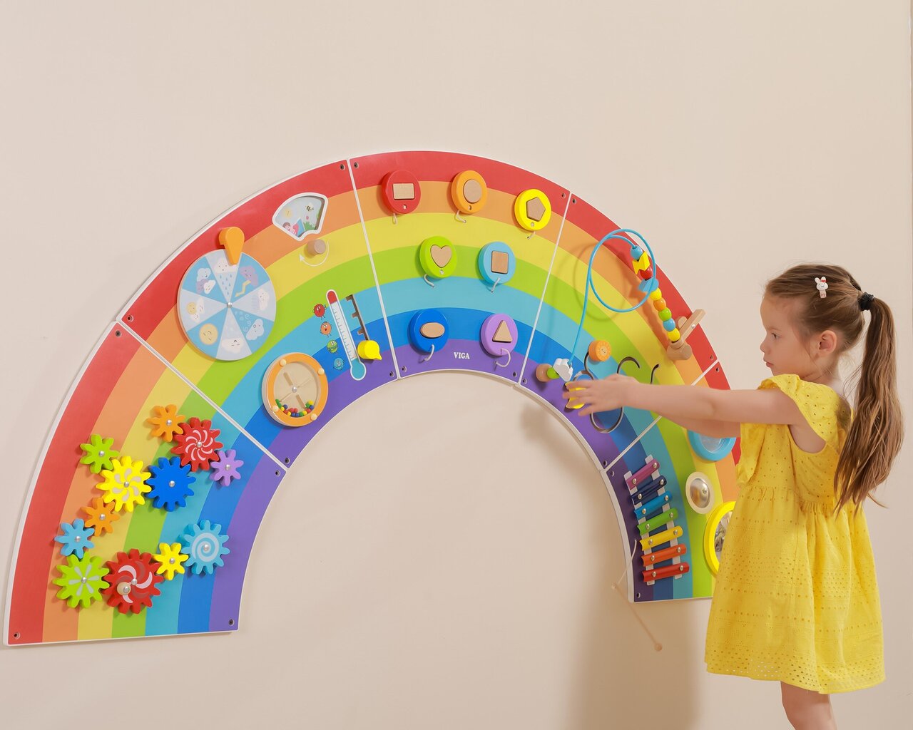Medinės jutimo lenta Viga Edu Rainbow kaina ir informacija | Lavinamieji žaislai | pigu.lt