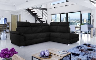 Мягкий угловой диван Loreto, черный цена и информация | Угловые диваны | pigu.lt