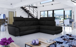 Мягкий угловой диван Loreto, черный цена и информация | Угловые диваны | pigu.lt