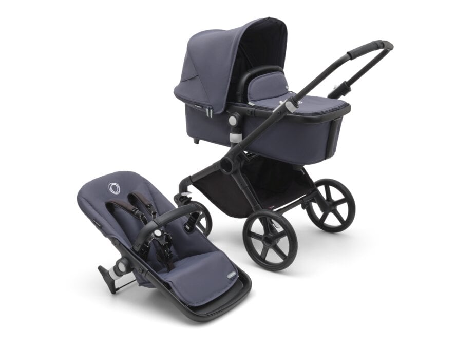 Bugaboo Fox Cub universalus vežimėlis, Black/Stormy Blue-Stormy Blue kaina ir informacija | Vežimėliai | pigu.lt