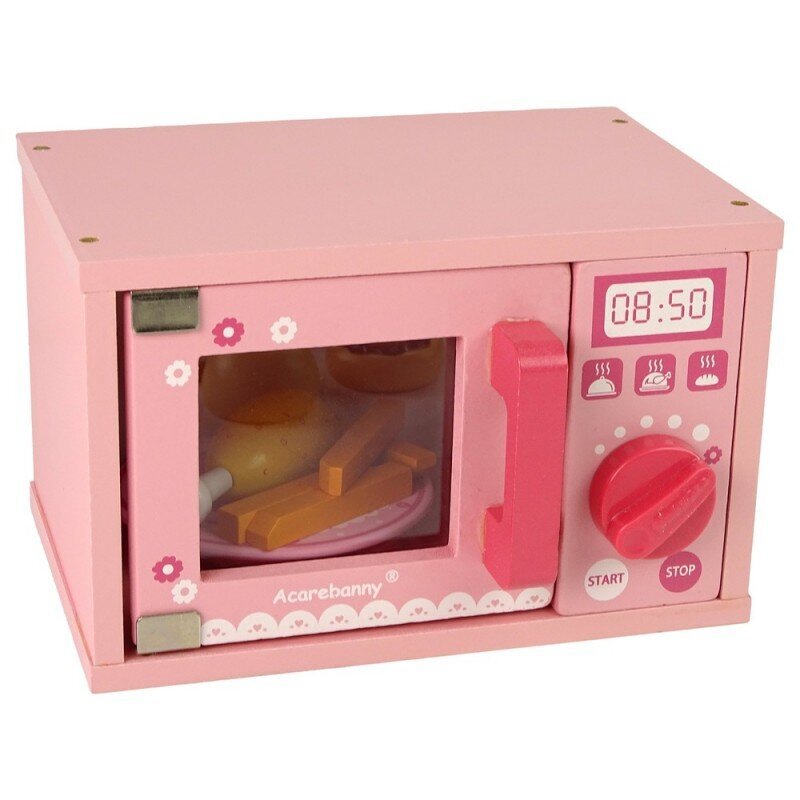 Žaislinė mikrobangų krosnelė su priedais, rožinė цена и информация | Žaislai mergaitėms | pigu.lt