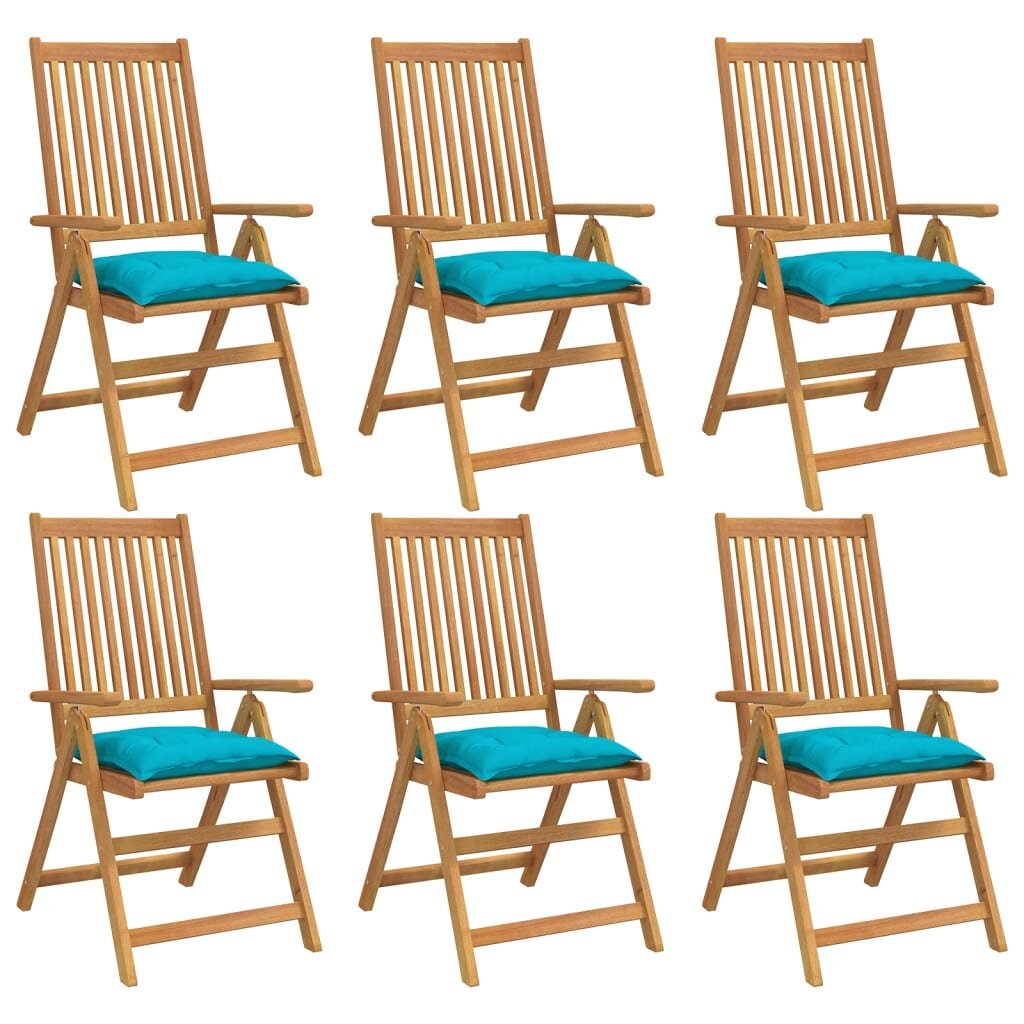 vidaXL Kėdės pagalvėlės, 6vnt., turkio spalvos, 50x50x7cm, audinys kaina ir informacija | Pagalvės, užvalkalai, apsaugos | pigu.lt