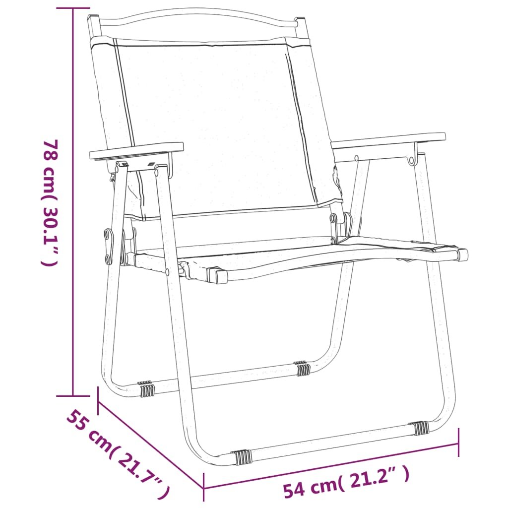 vidaXL Stovyklavimo kėdės, 2vnt., smėlio, 54x55x78cm, oksfordo audinys kaina ir informacija | Lauko kėdės, foteliai, pufai | pigu.lt