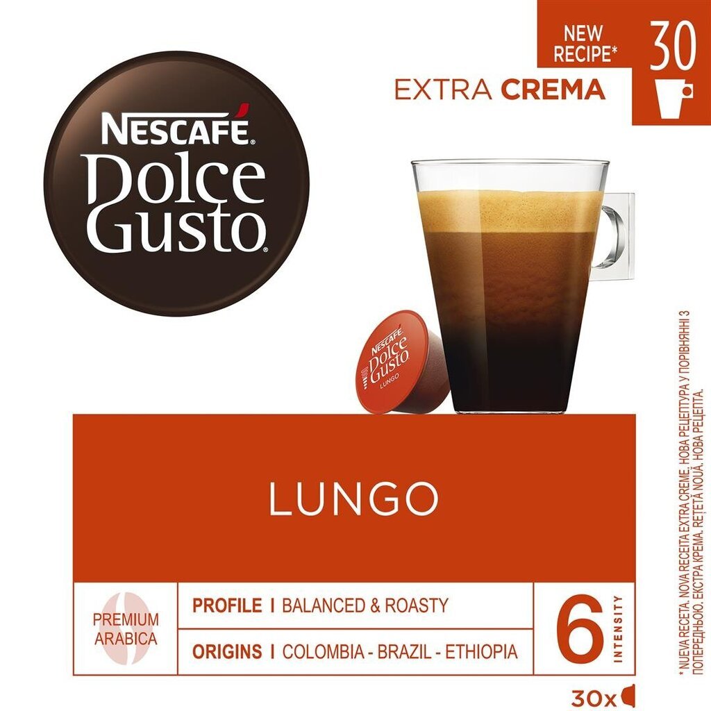 Nescafe Dolce Gusto Lungo kavos kapsulės, 3 x 30 vnt. цена и информация | Kava, kakava | pigu.lt