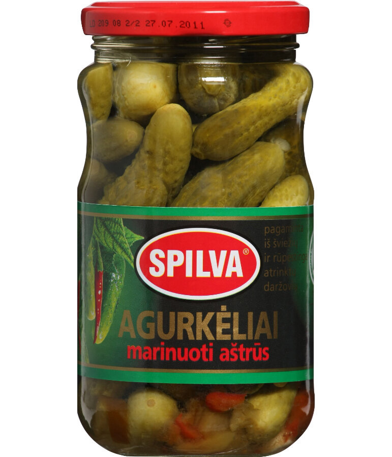 Marinuoti agurkėliai Spilva,aštrūs, 6x330g kaina ir informacija | Konservuotas maistas | pigu.lt