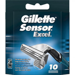 Сменные бритвенные головки Gillette Sensor Excel, 10 шт цена и информация | Косметика и средства для бритья | pigu.lt