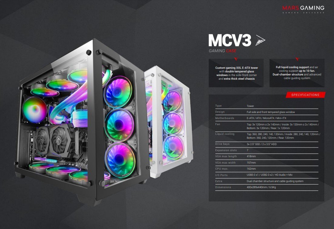 Mars Gaming MC-ULTRA Blanco Torre Gaming Custom XXL E-ATX