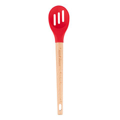 силиконовая ложка с деревянной ручкой красного цвета цена и информация | Кухонная утварь | pigu.lt