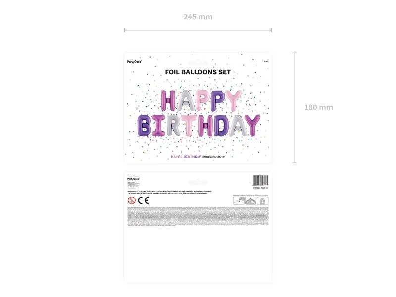 Folinis balionas Happy Birthday, 340cm x 35cm, įvairių spalvų цена и информация | Balionai | pigu.lt