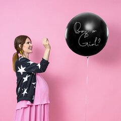 Balionas Gender Reveal su rožiniu konfeti, 100cm, juodas kaina ir informacija | Balionai | pigu.lt