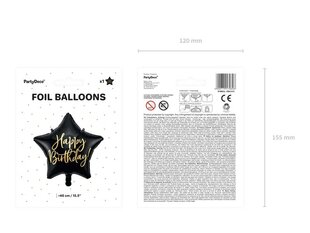 Folinis balionas Žvaigždė, 40 cm, juodas kaina ir informacija | Balionai | pigu.lt