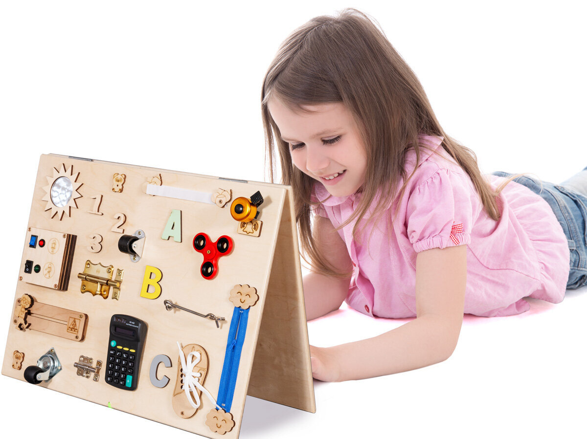 Dvipusė medinė sensorinė lenta kaina ir informacija | Žaislai kūdikiams | pigu.lt