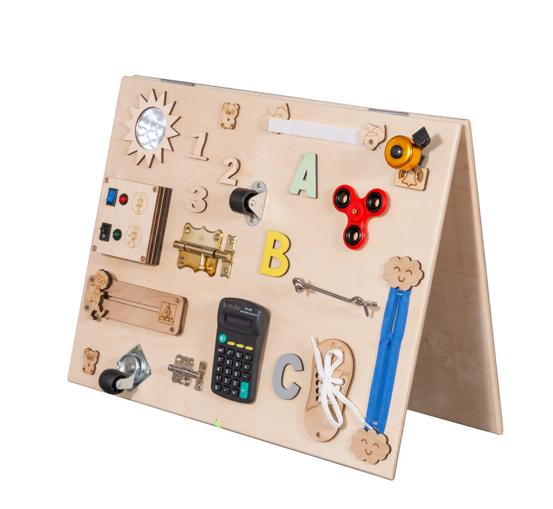 Dvipusė medinė sensorinė lenta kaina ir informacija | Žaislai kūdikiams | pigu.lt