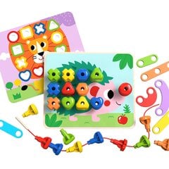 TOOKY TOY Многофункциональная доска Набор разноцветных шурупов Обучающие фигуры цена и информация | Развивающие игрушки | pigu.lt