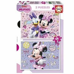 Dėlionė Minnie Mouse 2in1, Educa 48 det. kaina ir informacija | Dėlionės (puzzle) | pigu.lt