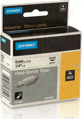 Комплект термоусадочной трубки Rhino Dymo ID1-6 6 x 1,5 mm Чёрный Белый (5 штук) цена и информация | Аксессуары для принтера | pigu.lt