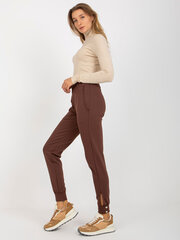 коричневые спортивные штаны с кнопками на штанинах och bella цена и информация | Брюки для женщин | pigu.lt