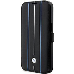 Etui BMW BMBKP14L22RVSK iPhone 14 Pro 6,1" czarny|black bookcase Leather Stamp Blue Lines цена и информация | Чехлы для телефонов | pigu.lt