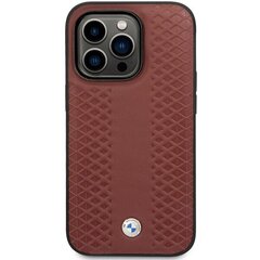 Etui BMW BMHCP14L22RFGR iPhone 14 Pro 6,1" burgundowy|burgundy Leather Diamond Pattern цена и информация | Чехлы для телефонов | pigu.lt