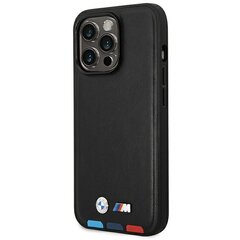 Etui BMW BMHMP14L22PTDK iPhone 14 Pro 6,1" czarny|black Leather Stamp Tricolor Magsafe цена и информация | Чехлы для телефонов | pigu.lt