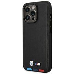 Etui BMW BMHMP14X22PTDK iPhone 14 Pro Max 6,7" czarny|black Leather Stamp Tricolor Magsafe цена и информация | Чехлы для телефонов | pigu.lt