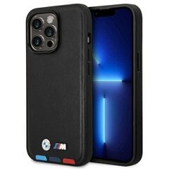 Etui BMW BMHMP14X22PTDK iPhone 14 Pro Max 6,7" czarny|black Leather Stamp Tricolor Magsafe цена и информация | Чехлы для телефонов | pigu.lt