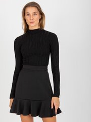 женский черный приталенный свитер с высоким воротником цена и информация | Женские кофты | pigu.lt