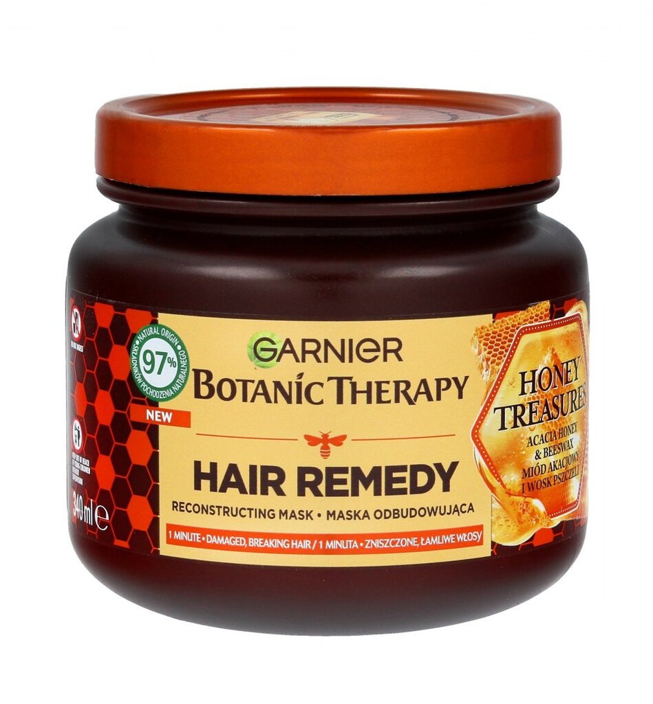 Stiprinanti plaukų kaukė Garnier Botanic Therapy Hair Remedy Honey Treasures, 340 ml цена и информация | Priemonės plaukų stiprinimui | pigu.lt