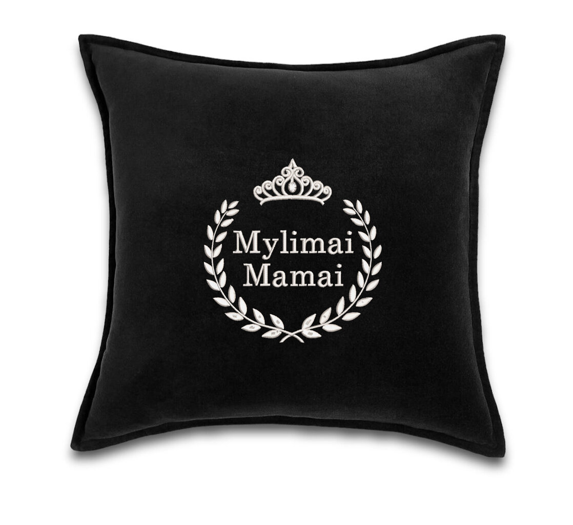 Veliūrinė pagalvė Mylimai Mamai, juoda kaina ir informacija | Originalios pagalvės, užvalkalai | pigu.lt