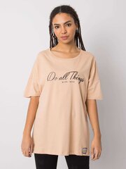 Marškinėliai moterims Rue Paris, smėlio spalvos цена и информация | Женские футболки | pigu.lt