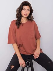 Marškinėliai moterims Rue Paris, rudi kaina ir informacija | Marškinėliai moterims | pigu.lt
