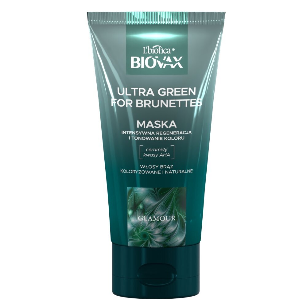 Plaukų kaukė Biovax Glamour Ultra Green, 150ml цена и информация | Priemonės plaukų stiprinimui | pigu.lt