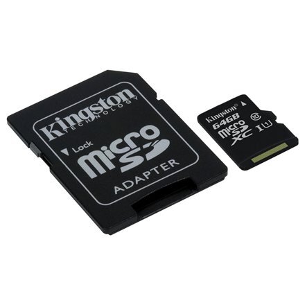 Kingston microSDHC (Gen II) 64 GB, 10 klasės + SD adapteris kaina ir informacija | Atminties kortelės telefonams | pigu.lt