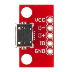 MicroUSB B 5 kontaktų jungtis maketavimo plokštei, SparkFun BOB-12035 цена и информация | Электроника с открытым кодом | pigu.lt