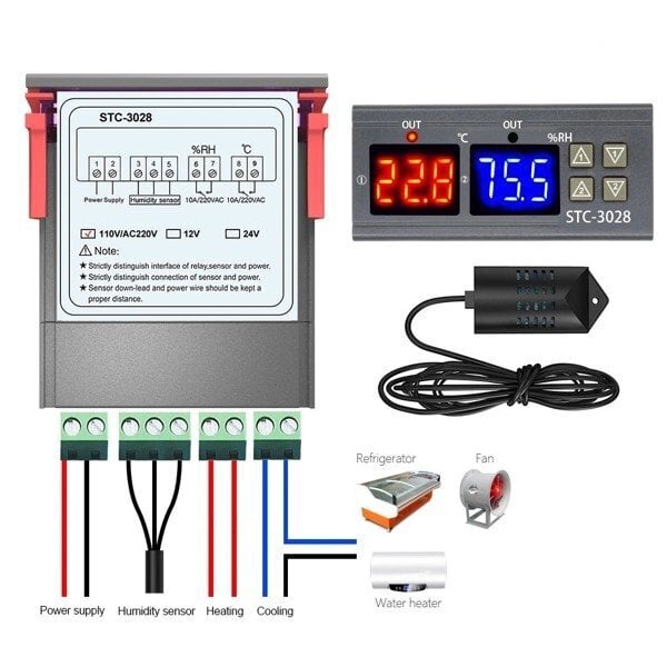 Termostatas termoreguliatorius STC-3028 - 230VAC, 1 vnt. kaina ir informacija | Laikmačiai, termostatai | pigu.lt