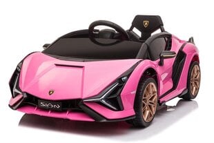 Одноместный детский электромобиль Lamborghini Sian 12V, розовый цена и информация | Электромобили для детей | pigu.lt