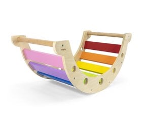 Качели VIGA Wooden Rocker Bridge 2in1 MONTESSORI Rainbow цена и информация | Игрушки для мальчиков | pigu.lt