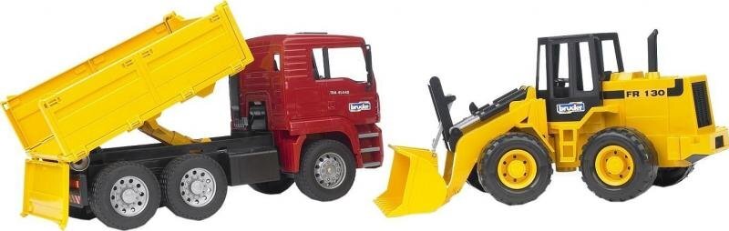 Savivartis sunkvežimis + traktorius su krautuvu Bruder, 02752 kaina ir informacija | Žaislai berniukams | pigu.lt