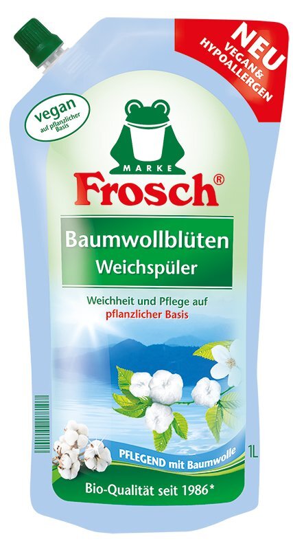 Frosch skalbinių minkštiklis medvilnės žiedų kvapo, 1000 ml kaina ir informacija | Skalbimo priemonės | pigu.lt