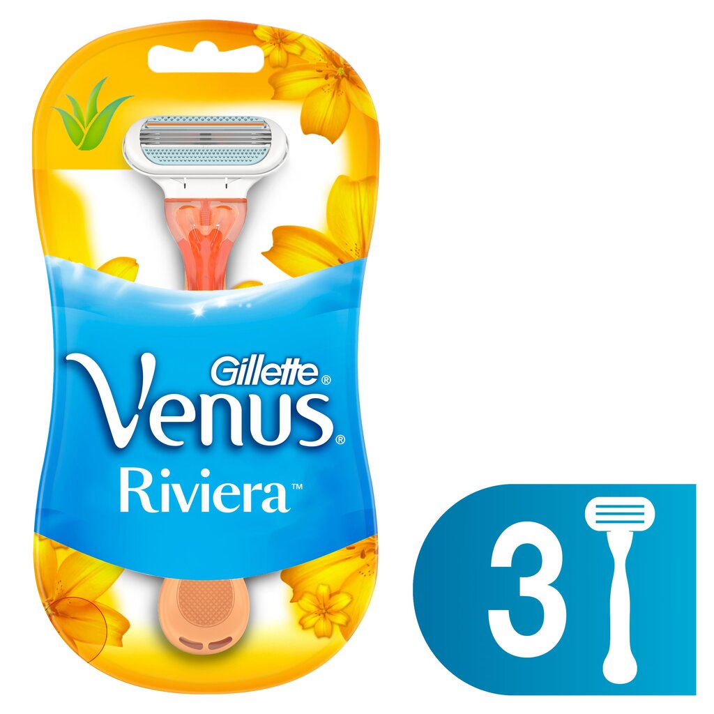 Vienkartiniai skustuvai moterims Gillette Venus Riviera, 2 vnt. цена и информация | Skutimosi priemonės ir kosmetika | pigu.lt